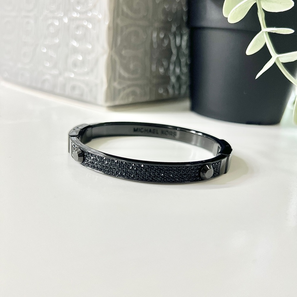 Michael Kors black hinged bangle bracelet